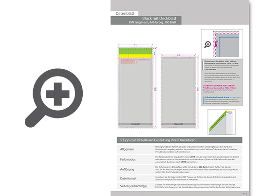 Product Bild block_mit_leimbindung_und_deckblatt__din_lang__100_blatt__4_0_farbig_einseitig_bedruckt